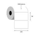 Thermal labels 100x56 / 2000 pcs, 40 g, semi-gloss acrylic glue 1 row outer beam white color rounded corners sterilization sandwich I-106
