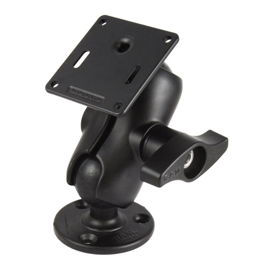 RAM Mounts D-size double ball mount with 75 × 75 mm VESA plate and jam nut arm – product photo