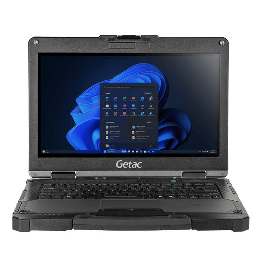 Getac B360 rugged 13.3-inch laptop BM21Z4B4BDFX (Core i5, German keyboard), front view with Full HD touchscreen and backlit keyboard