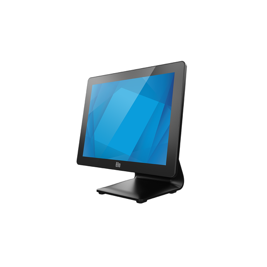 Elo I-Series 3 with Intel 15-inch 4:3 POS touch computer E700385, left angled view with POS stand