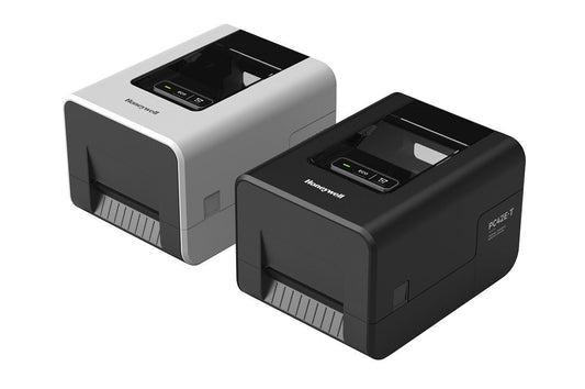 Honeywell PC42E-T 4-inch thermal transfer desktop label printer, black, 300 dpi (PC42E-TB02300) – black and white versions