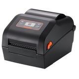 BIXOLON XD5-43d 4-inch direct thermal desktop label printer, LCD, black (XD5-43dOEBK) – front view with LCD