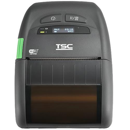 TSC Alpha-30R Basic 3-inch mobile receipt printer, Wi-Fi and Bluetooth, linerless platen, black (A30RB-A001-1012) – front view