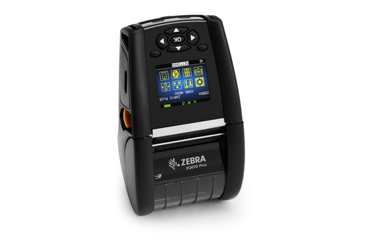 Zebra ZQ610 Plus mobile receipt and label printer, black, Wi-Fi 6 + Bluetooth, linerless (ZQ61-AUX2E14-00) – 3/4 view