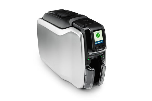 Zebra ZC300 plastic card printer, single-sided (ZC31-000C000EM00) – angled front view