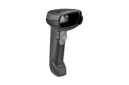 Zebra DS2208-SR7U2100SGW handheld scanner, an example of how barcode scanner part numbers reveal the kit contents