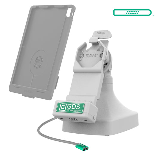 RAM Mounts GDS tilt and swivel dock with USB-C for IntelliSkin tablets with Uni-Conn adapter in grey – alternative view