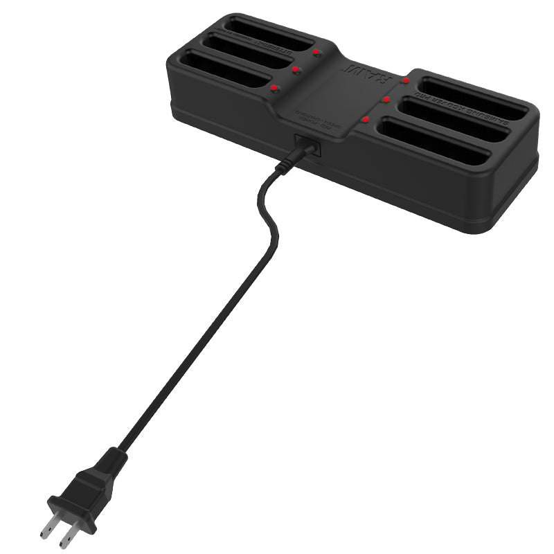 RAM Mounts 6-port multi-device charging dock for Samsung Galaxy XCover Pro in OtterBox uniVERSE case – detail view