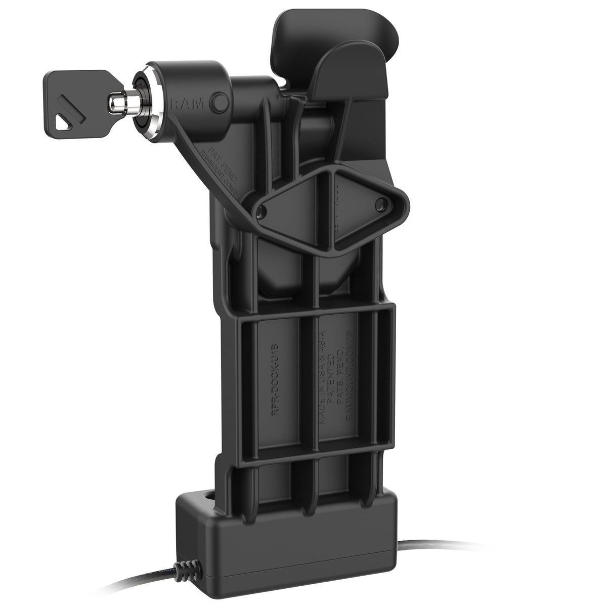 RAM Mounts GDS Uni-Conn right key-locking power + USB-A dock for IntelliSkin tablets – further product photo