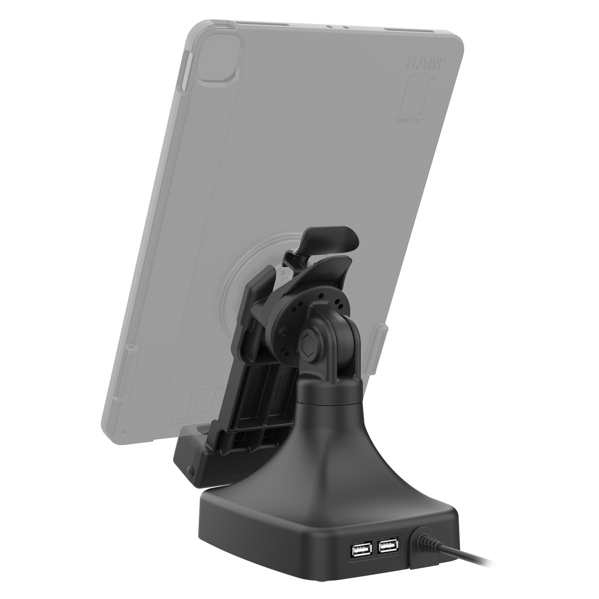 RAM Mounts GDS tilt and swivel dock with USB-C and two USB-A ports for IntelliSkin tablets with Uni-Conn adapter – additional view