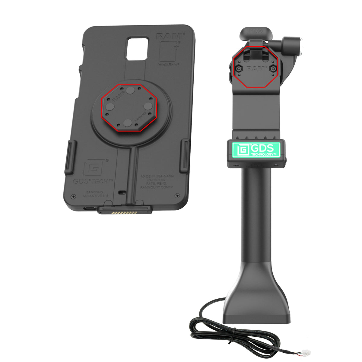RAM Mounts GDS 14-inch key-locking pedestal dock with PoE for IntelliSkin tablets with Uni-Conn adapter – further product photo