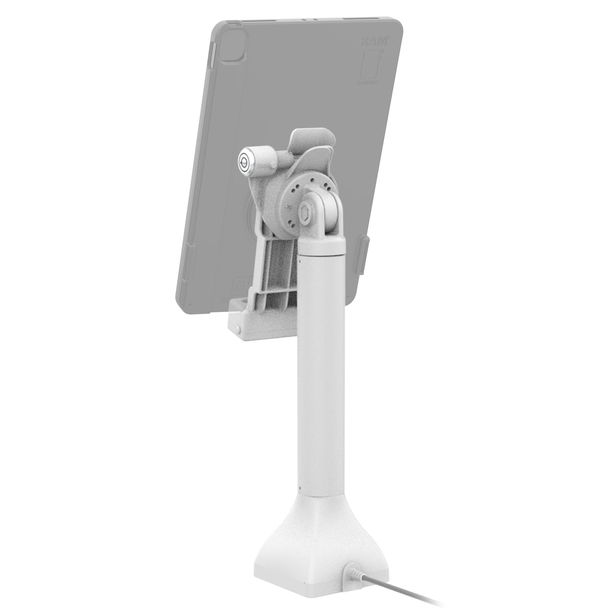 RAM Mounts GDS 14-inch key-locking pedestal dock with PoE for IntelliSkin tablets with Uni-Conn adapter in grey – additional view