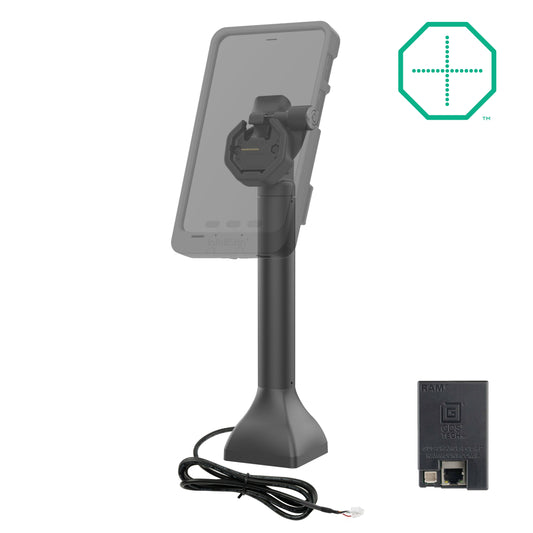 RAM Mounts GDS 14-inch key-locking pedestal dock with PoE for IntelliSkin Thin-Case tablets with rear pogo pads – alternative view