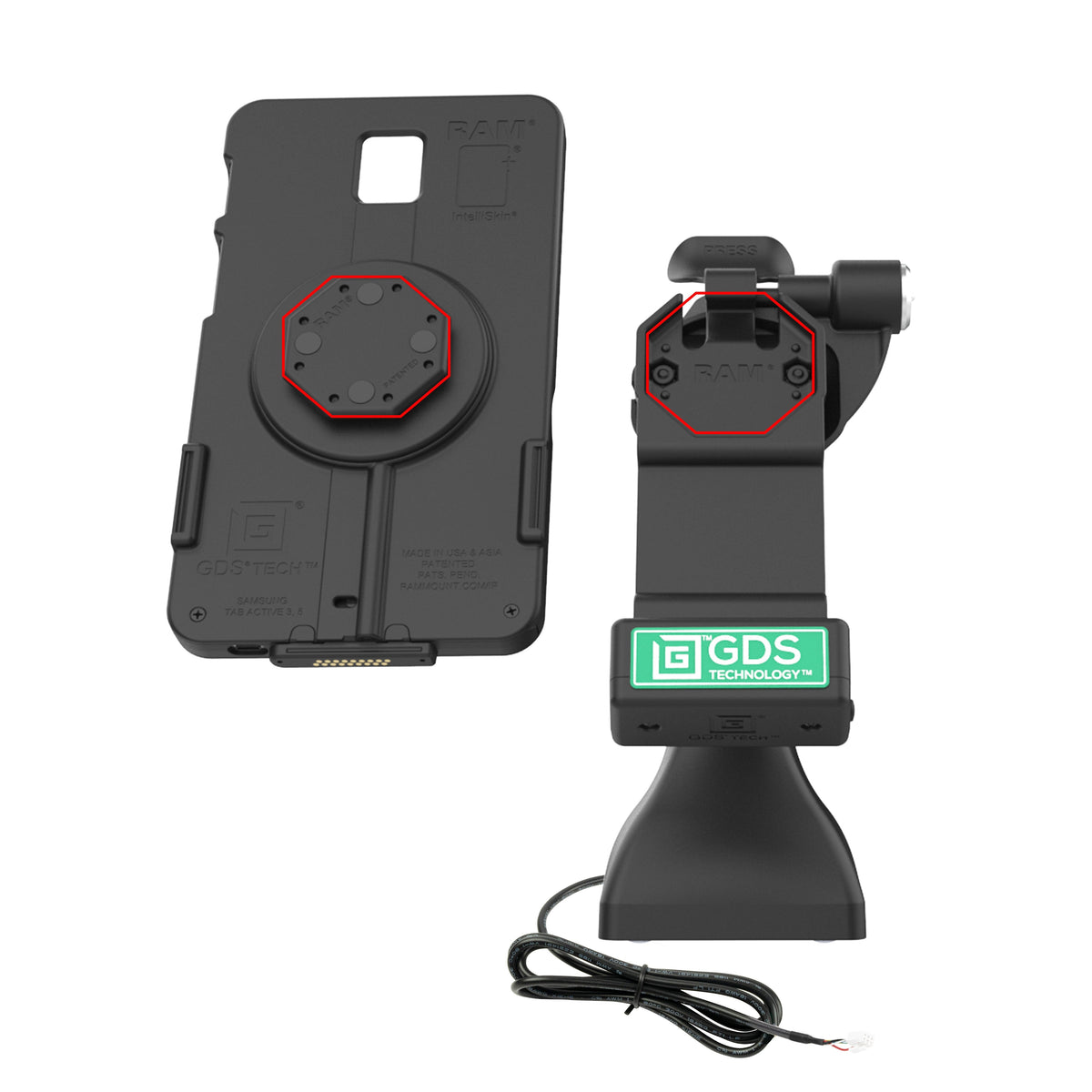 RAM Mounts GDS 7-inch key-locking pedestal dock with PoE for IntelliSkin tablets with Uni-Conn adapter – further product photo