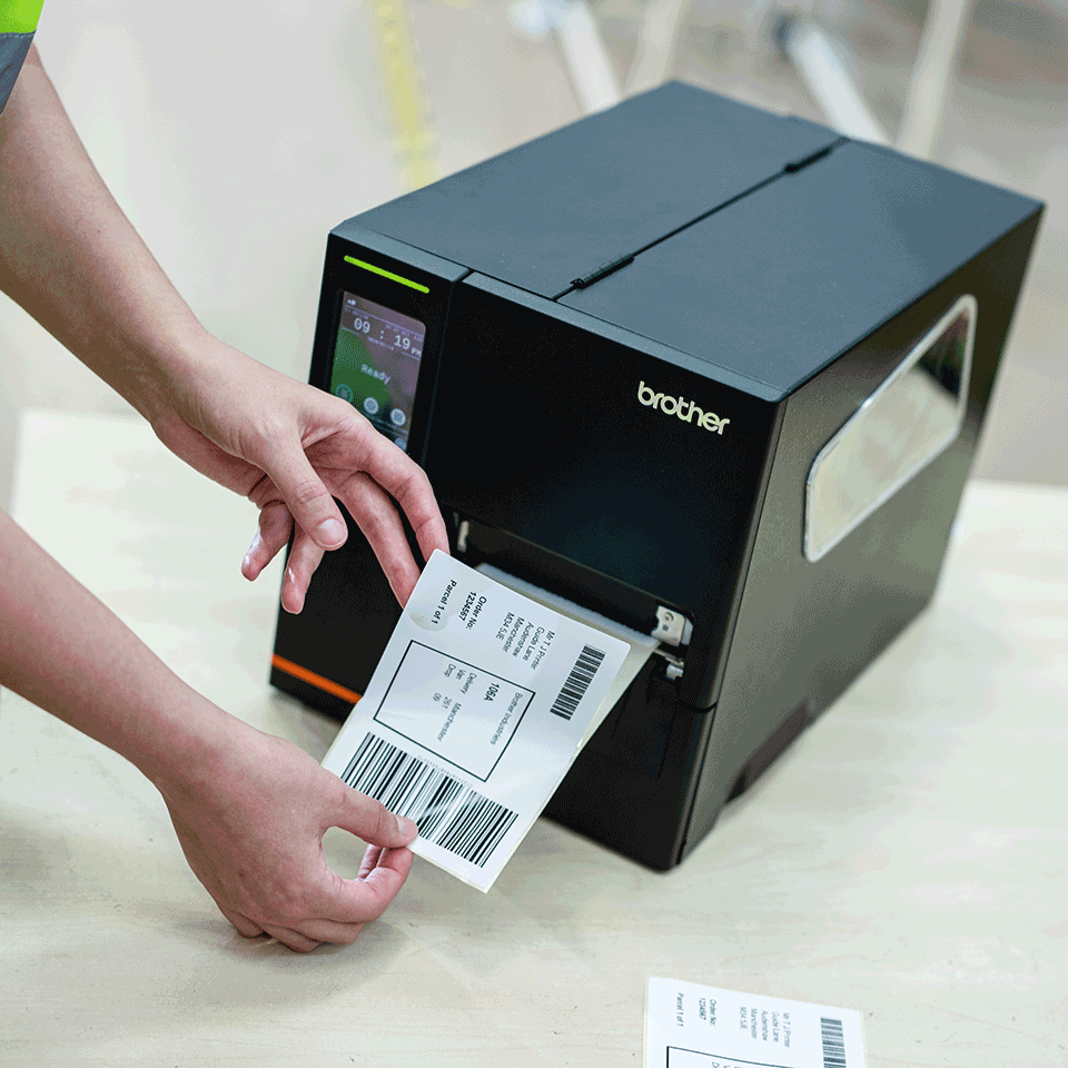 Brother TJ-4522TN industrial label printer – with media cover open