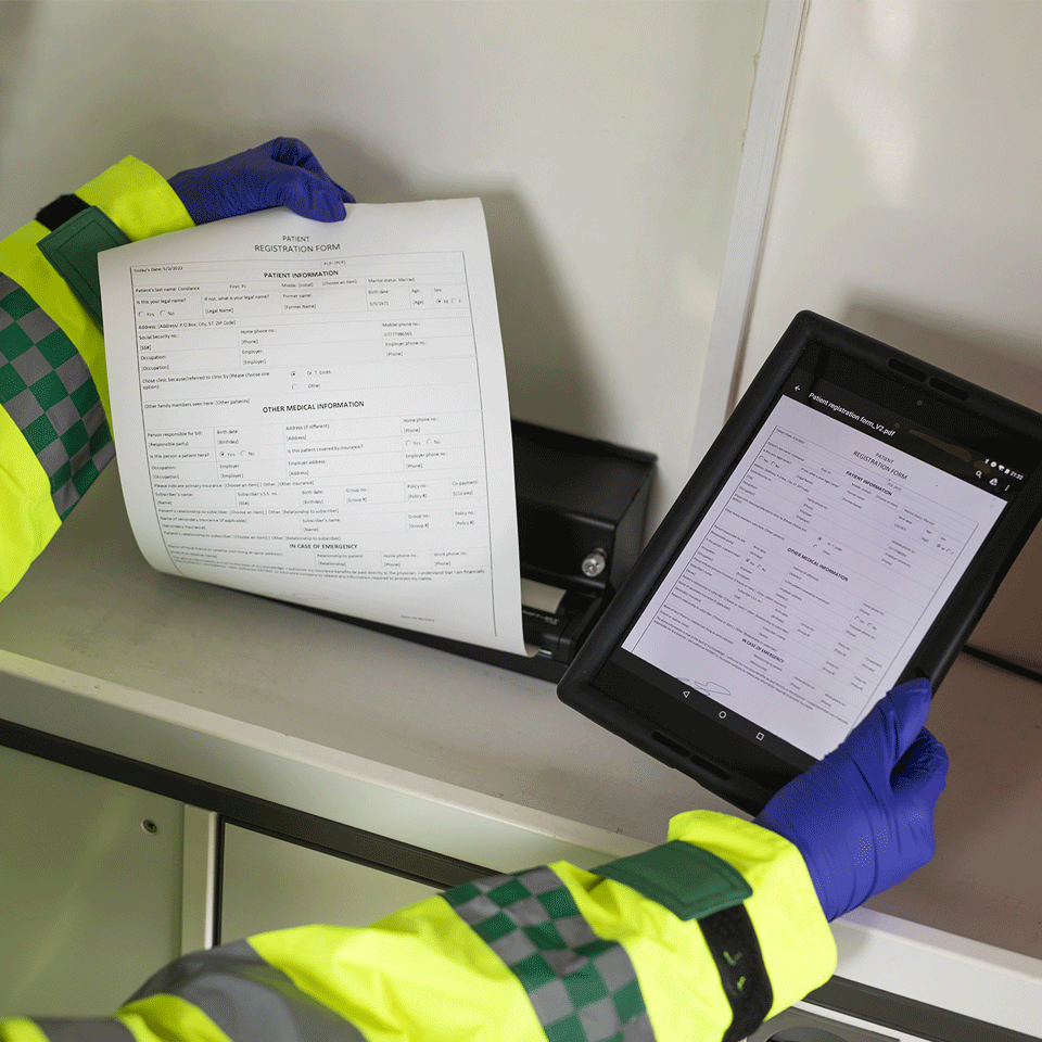 Brother PJ-862 A4 mobile thermal printer – in use