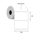 Paper thermal labels 100x60 / 500 pcs, 40 g, eco acrilic adhesive, an external coil, 1 row, white, corners rounded