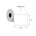Paper thermal labels 32x25 / 2000 pcs, 25 g, eco, acrilic adhesive, an external coil, white, corners rounded