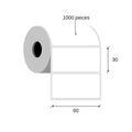 Thermal labels 60x30 / 1000 pcs, 40 g, semi-gloss acrylic adhesive 1 row outer beam orange color rounded corners