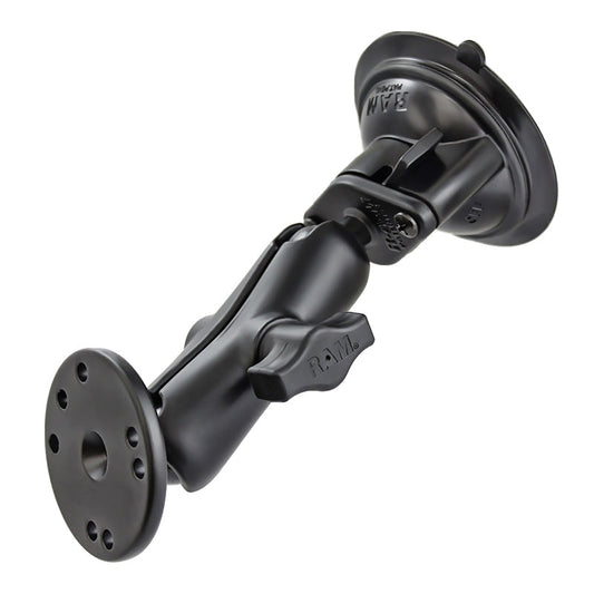 RAM Mounts RAM-B-166-202U twist-lock suction cup double ball mount with round plate