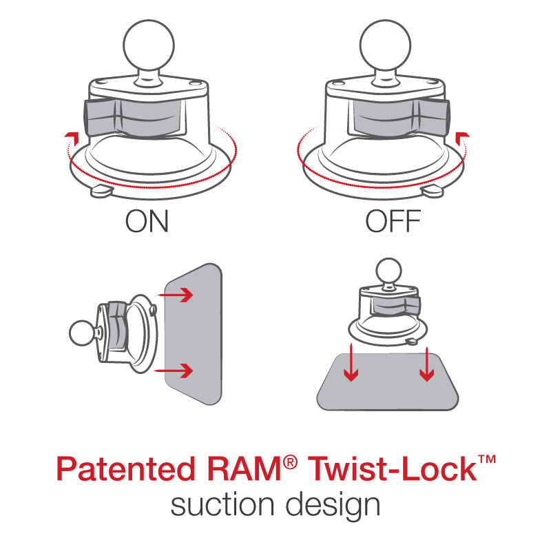 RAM Mounts B-size Twist-Lock suction cup mount with round AMPS plate, medium arm (RAM-B-166-202U) – additional view