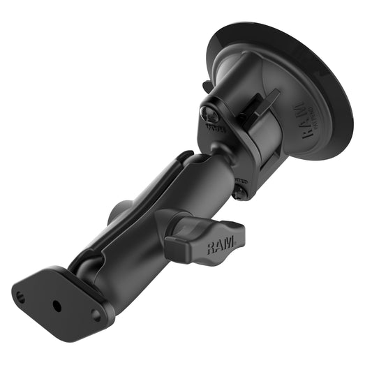 RAM Mounts B-size Twist-Lock suction cup mount with diamond plate, medium arm (RAM-B-166U) – product photo