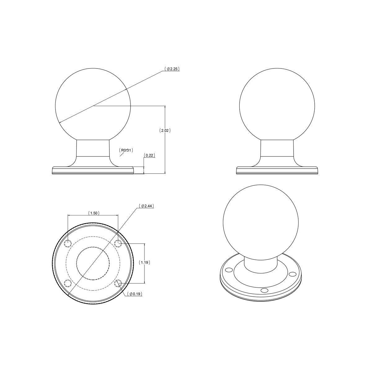 RAM Mounts D-size round AMPS ball plate – alternative view