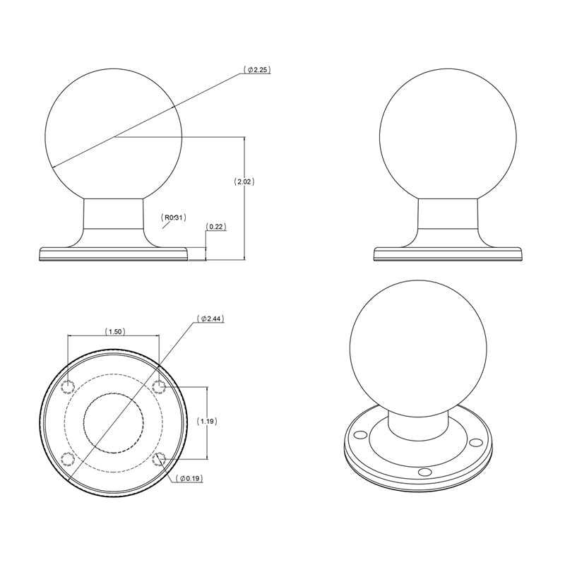 RAM Mounts D-size round AMPS ball plate – another view