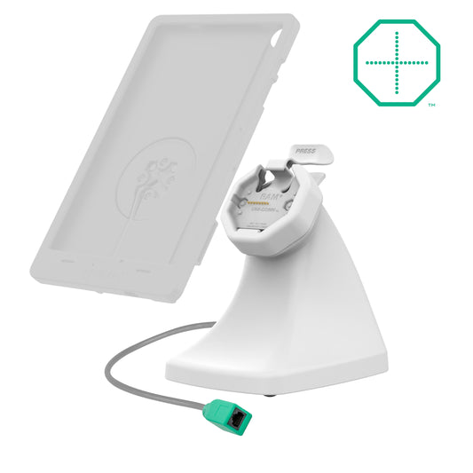 RAM Mounts GDS Uni-Conn snap-in kiosk dock with PoE for IntelliSkin Thin-Case tablets in grey – alternative view