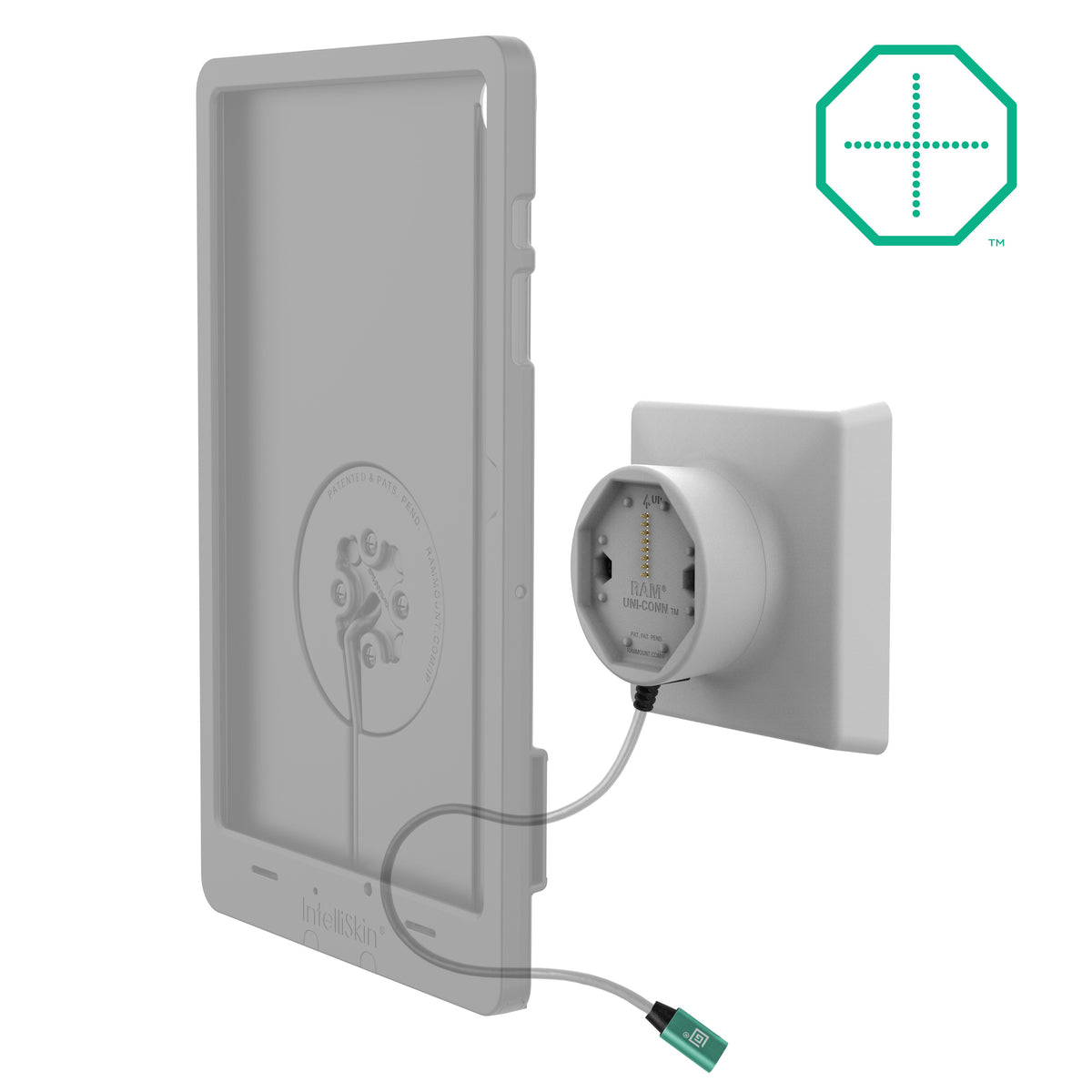 RAM Mounts GDS Uni-Conn magnetic VESA dock with USB-C for IntelliSkin Thin-Case tablets in grey – alternative view