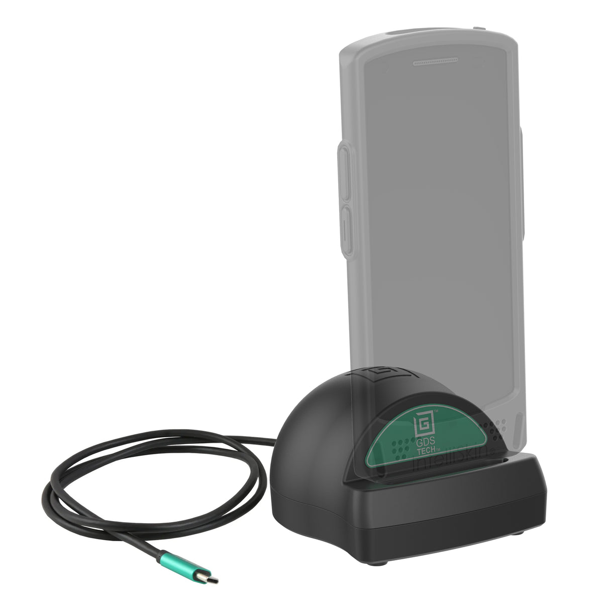 RAM Mounts GDS desktop dock with Power Delivery for phones and small tablets in IntelliSkin – alternative view