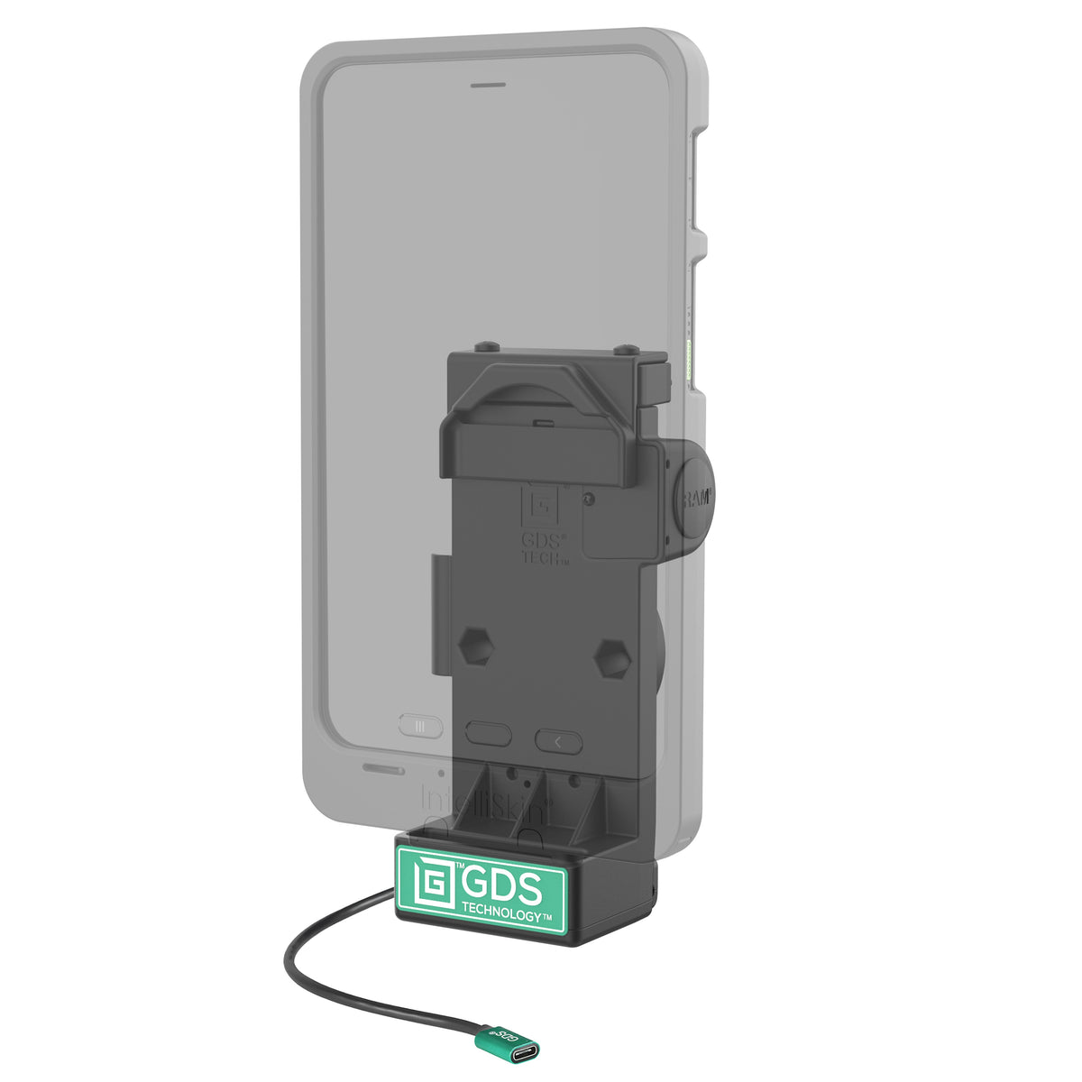 RAM Mounts GDS Uni-Conn spring-loaded tablet dock, heated pins – alternative view