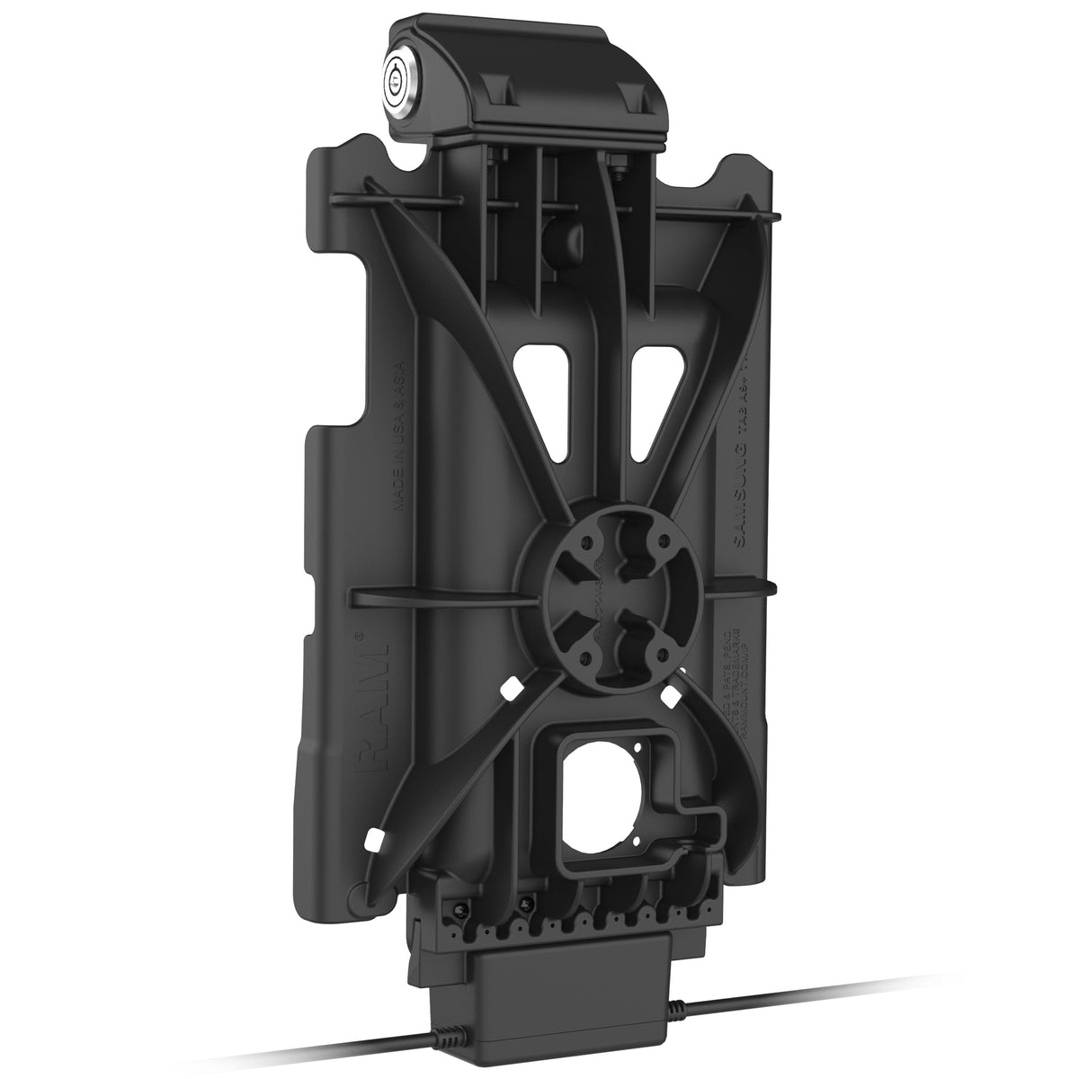RAM Mounts key-locking GDS Tough-Dock + Dual USB-A for Samsung Tab A11+ and A9+ in IntelliSkin – further view