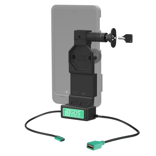 RAM Mounts GDS Uni-Conn locking tablet dock + USB-A with release button – alternative view