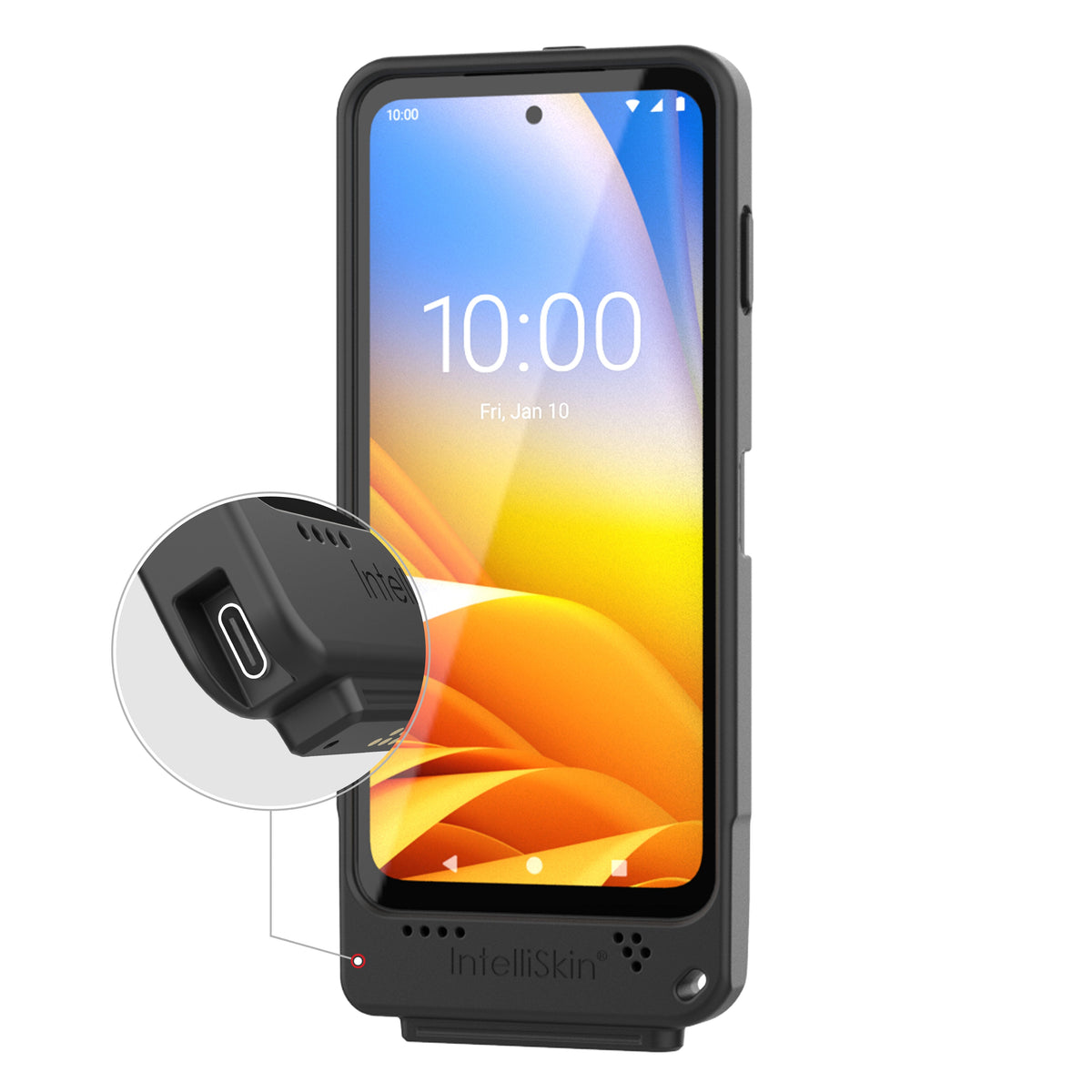 RAM Mounts IntelliSkin protective sleeve with USB-C port and belt clip for Zebra EM45 – product photo