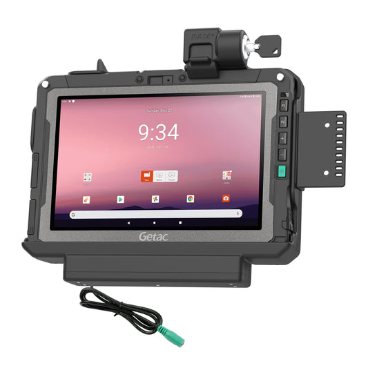 RAM Mounts key-locking Form-Fit powered dock for Getac ZX10 rugged tablet – product photo