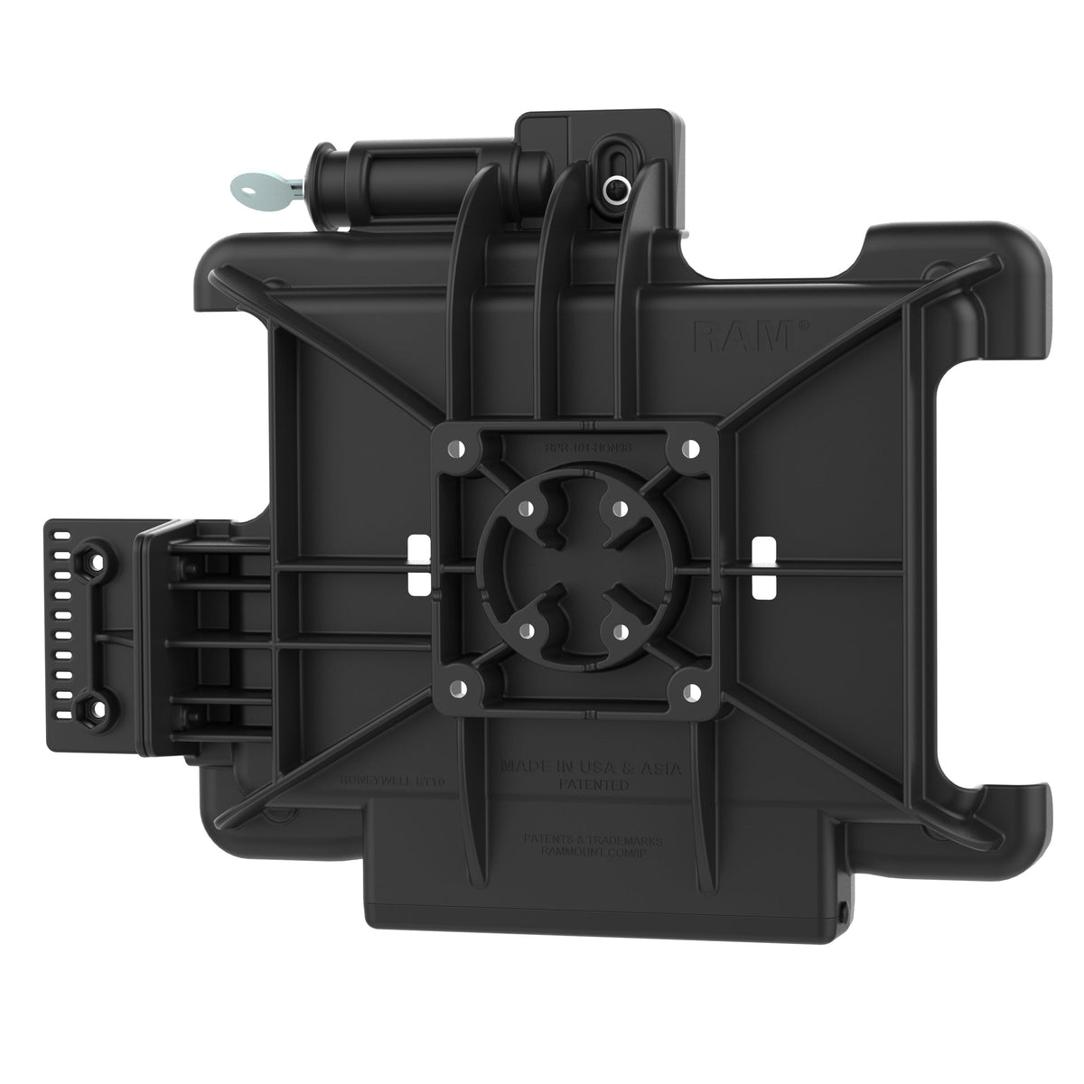 RAM Mounts key-locking Form-Fit holder for Honeywell RT10 rugged tablet – another angle