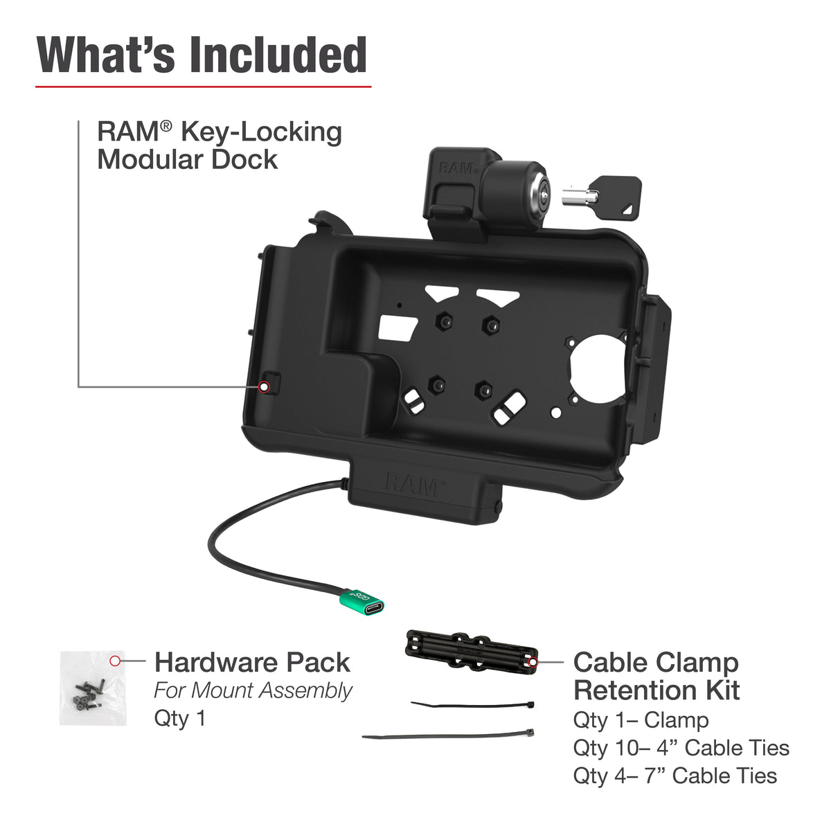 RAM Mounts Locking USB-C Modular Dock for Samsung Tab Active5 and 3 – additional view