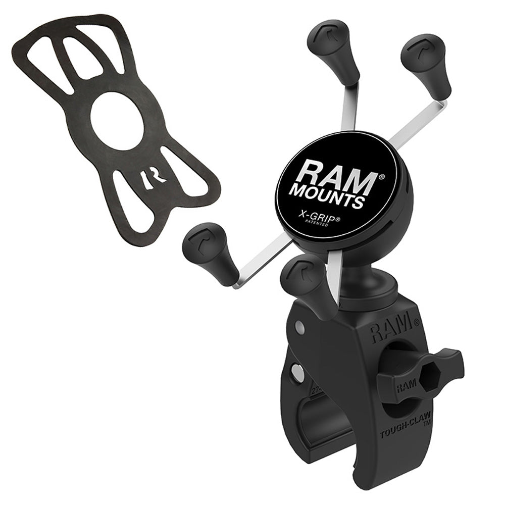RAM Mounts X-Grip phone mount with Snap-Link Tough-Claw clamp – alternative view