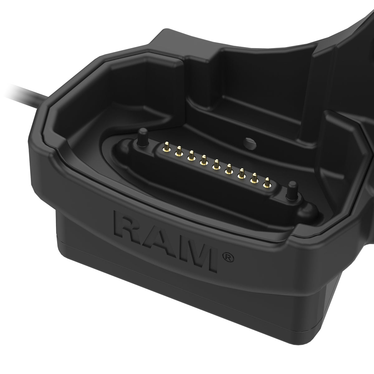 RAM Mounts powered dock with heated pins for Zebra MC9400 and MC9300 – another angle