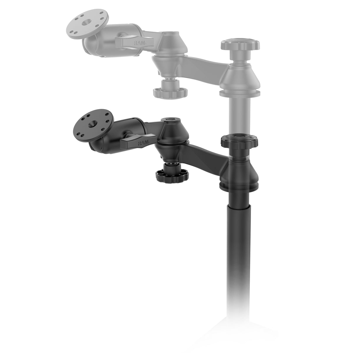 RAM Mounts No-Drill universal vehicle floor mount with dual swing arms – alternative view
