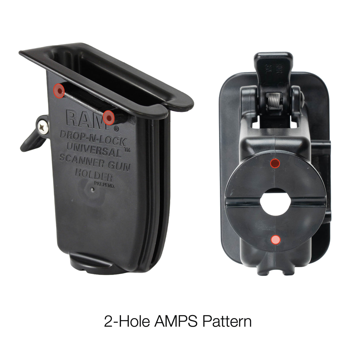 RAM Mounts Drop-N-Lock holder for barcode scanner guns – alternative view