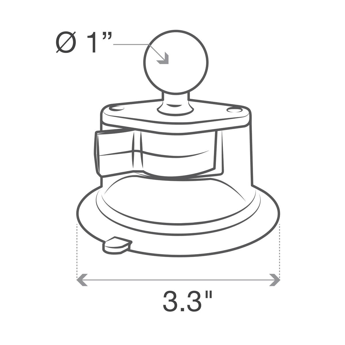 RAM Mounts B-size Twist-Lock composite suction cup base with diamond ball base (RAP-B-224-1U) – further view