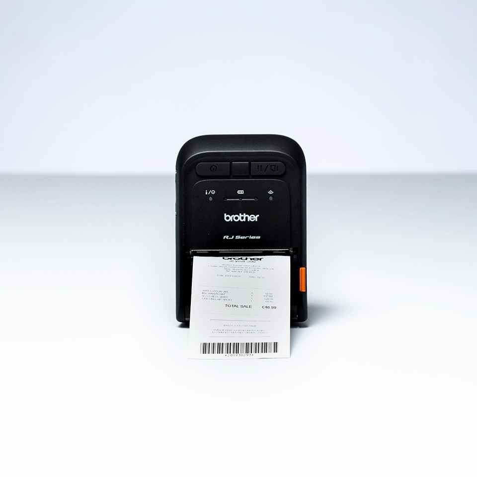Brother RJ-2035B mobile receipt printer – printing a receipt