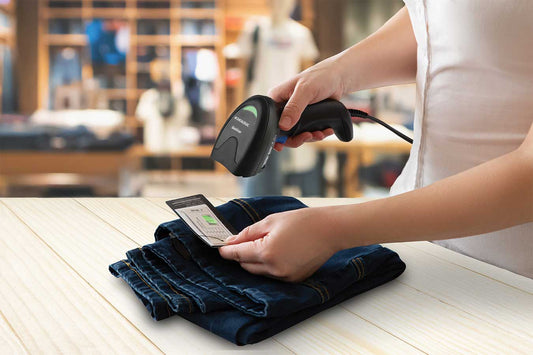 Datalogic QuickScan QD2200 Barcode Scanner in use (QD2220-BKK1S)