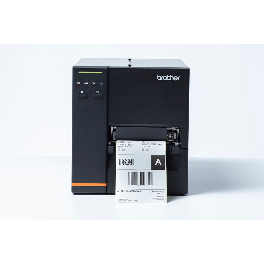 Brother TJ-4120TN industrial label printer – printing a label