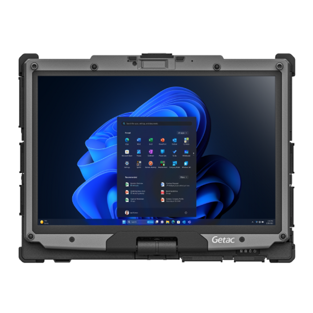 Getac V120 VV116YE4BDBA in tablet mode with the 12.2-inch touchscreen folded over the keyboard