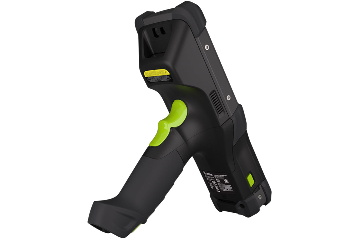 Zebra MC9450 rugged 5G keypad mobile computer, pistol grip, 58-key function alphanumeric keypad (MC945B-3G1J6HSS-A6) – back angled view showing pistol grip