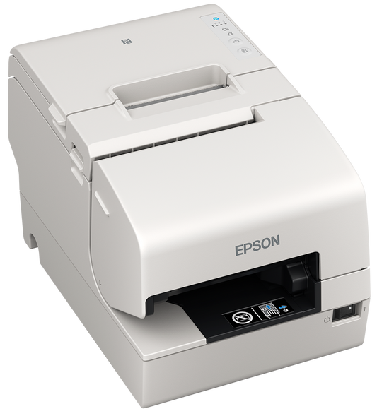 Epson TM-H6000VI hybrid multifunction POS receipt printer, white, serial (C31CL25101) – 3/4 view
