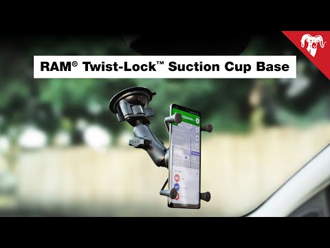 RAM Mounts Twist-Lock Suction Cup Mount with Round AMPS Plate, B-Size, Long Arm (RAM-B-166-C-202U) – official RAM Mounts video